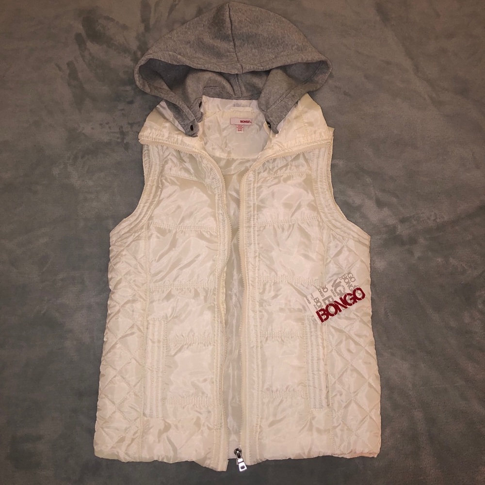 NEW White Vest Jacket w/ Detachable Fleece Hood
